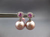 .53CT DIAMOND & AAA PINK SAPPHIRE & SOUTH SEA PEARL 14KT WHITE GOLD 3D EARRINGS