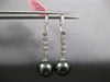 LARGE .36CT DIAMOND & AAA TAHITIAN PEARL 14KT WHITE GOLD BEZEL HANGING EARRINGS