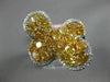 ESTATE LARGE 4.12CT WHITE & FANCY YELLOW DIAMOND 18K 2 TONE GOLD 3D FLOWER RING