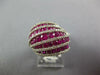 LARGE 2.85CT DIAMOND & AAA RUBY 14KT WHITE GOLD MULTI ROW CRISS CROSS FUN RING
