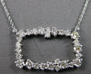 LARGE 1.61CT DIAMOND 14K WHITE GOLD OPEN RECTANGULAR CLUSTER ADJUSTABLE NECKLACE