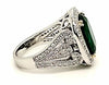 LARGE 7.07CT DIAMOND & AAA EMERALD 18KT WHITE GOLD CUSHION & ROUND FILIGREE RING