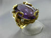 ANTIQUE LARGE 30.16CT DIAMOND & AMETHYST 14K YELLOW GOLD HANDCRAFTED NUGGET RING