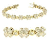 WIDE 4.80CT DIAMOND 14KT 2 TONE GOLD MULTI FLOWER BEZEL CLASSIC TENNIS BRACELET