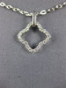 ESTATE .19CT DIAMOND 18KT WHITE GOLD 3D OPEN 4 LEAF CLOVER FLOWER LOVE PENDANT