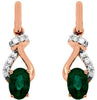 ESTATE .95CT DIAMOND & AAA EMERALD 14K ROSE GOLD OVAL LOVE KNOT HANGING EARRINGS