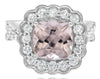LARGE 3.97CT DIAMOND & AAA MORGANITE 18KT WHITE GOLD CUSHION & ROUND FLORAL RING
