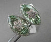 ESTATE 16.85CT DIAMOND & GREEN AMETHYST 18KW GOLD MARQUISE FLOWER CLIP EARRINGS