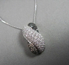 ESTATE 1.50CT WHITE & BLACK DIAMOND 14K WHITE GOLD X PAVE INFINITY PENDANT CHAIN