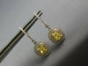 1.38CT WHITE & FANCY YELLOW DIAMOND 18K WHITE GOLD CUSHION HALO HANGING EARRINGS