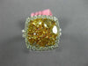ESTATE WIDE 2.47CT WHITE & FANCY YELLOW DIAMOND 18K WHITE GOLD HALO CLUSTER RING