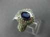 ESTATE WIDE 2.50CT DIAMOND & SAPPHIRE 14KT WHITE GOLD BEZEL HALO ENGAGEMENT RING