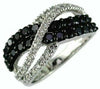 1.50CT WHITE & BLACK DIAMOND 14KT WHITE GOLD MULTI ROW INFINITY CRISS CROSS RING