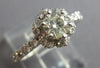 ESTATE .73CT DIAMOND 18KT WHITE GOLD 3D ROUND FLOWER ENGAGEMENT RING