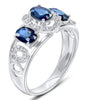 1.96CT DIAMOND & AAA SAPPHIRE 14KT WHITE GOLD 3D OVAL & ROUND ANNIVERSARY RING