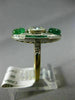 ANTIQUE LARGE 2.25CT OLD MINE DIAMOND & AAA EMERALD 18K 2 TONE GOLD 3 STONE RING
