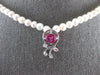 LONG .62CT DIAMOND & AAA RUBELLITE & PEARL 14KT YELLOW GOLD 3D FILIGREE NECKLACE