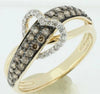 ESTATE .58CT WHITE & MOCHA DIAMOND 14KT YELLOW GOLD CRISS CROSS HEART LOVE RING