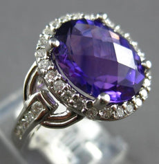 4.88CT DIAMOND & AAA AMETHYST 14KT WHITE GOLD OVAL & ROUND HALO ENGAGEMENT RING