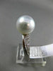 ESTATE .14CT DIAMOND 14KT WHITE GOLD AAA SOUTH SEA PEARL 3D PAVE SOLITAIRE RING