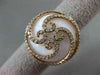 ANTIQUE LARGE 13.25CT DIAMOND & WHITE AGATE 14KT ROSE GOLD FILIGREE FLOWER RING