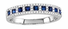 .55CT DIAMOND & AAA SAPPHIRES 14KT WHITE GOLD 3D SEMI ETERNITY ANNIVERSARY RING