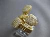 LARGE 1.44CT DIAMOND 14KT YELLOW GOLD 3D CLUSTER SQUARE FLEXIBLE SNAKE FUN RING