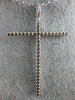 ESTATE LARGE .80CT DIAMOND 18KT WHITE GOLD 3D CLASSIC CROSS FLOATING PENDANT