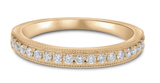 ESTATE .25CT DIAMOND 18K ROSE GOLD ROUND FILIGREE SEMI ETERNITY ANNIVERSARY RING