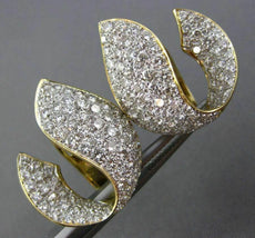 ESTATE EXTRA LARGE 5.39CT DIAMOND 18KT 2 TONE GOLD LEAF CLIP ON EARRINGS #26172