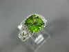 LARGE 2.45CT DIAMOND & AAA PERIDOT 14K WHITE GOLD CUSHION HALO FILIGREE FUN RING