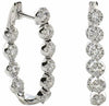 ESTATE LARGE 1.85CT DIAMOND 18K WHITE GOLD 3D MULTI FLOWER HOOP HANGING EARRINGS