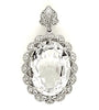 LARGE 9.45CT DIAMOND AAA LIGHT AQUAMARINE 18KT WHITE GOLD 3D OVAL FLOWER PENDANT