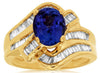 LARGE 2.75CT DIAMOND & AAA TANZANITE 14KT YELLOW GOLD MULTI ROW ENGAGMENT RING