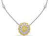 WIDE 1.17CT WHITE & FANCY YELLOW DIAMOND 14KT 2 TONE GOLD OVAL FLOWER NECKLACE