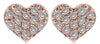 ESTATE .07CT DIAMOND 14KT ROSE GOLD CLASSIC ROUND PAVE HEART SHAPE STUD EARRINGS