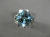 ESTATE LARGE 7.69CT DIAMOND & AAA BLUE TOPAZ 14KT WHITE GOLD 3D SQUARE RING