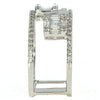 WIDE .85CT DIAMOND 18KT WHITE GOLD ROUND & BAGUETTE CLUSTER DOUBLE BAND FUN RING