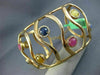 LARGE 9.45CT DIAMOND & AAA MULTI COLOR SAPPHIRE 18K ROSE GOLD 3D BANGLE BRACELET
