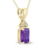 ESTATE .88CT DIAMOND & AAA AMETHYST 14KT YELLOW GOLD ROUND & EMERALD CUT PENDANT