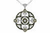 ESTATE LARGE 2.50CT WHITE & MOCHA DIAMOND 14KT WHITE GOLD OPEN FILIGREE PENDANT