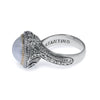 ESTATE LARGE AAA PEARL 18KT YELLOW GOLD & 925 SILVER CIRCULAR FILIGREE FUN RING