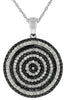 1.25CT WHITE & BLACK DIAMOND 14K WHITE GOLD 3D MULTI ROW FLOWER FLOATING PENDANT