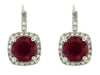 ESTATE 2.60CT DIAMOND & AAA RUBY 14K WHITE GOLD 3D ROUND SQUARE HANGING EARRINGS