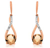 2.60CT DIAMOND & AAA MORGANITE 14KT ROSE GOLD 3D INFINITY LOVE HANGING EARRINGS