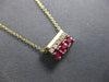 SMALL .37CT DIAMOND & AAA RUBY 14KT YELLOW GOLD 3D SQUARE FUN FLOATING PENDANT