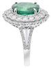 LARGE 5.01CT DIAMOND & AAA EMERALD 14K WHITE GOLD 3D DOUBLE HALO ENGAGEMENT RING