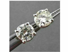 ESTATE 1.0CT DIAMOND 14K WHITE GOLD SOLITAIRE STUD EARRINGS 5mm BEAUTIFUL #16585