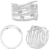 LARGE .58CT DIAMOND 14KT WHITE GOLD ROUND & BAGUETTE MULTI ROW CRISS CROSS RING