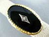 ANTIQUE LARGE .04CT OLD MINE DIAMOND & AAA ONYX 14KT 2 TONE GOLD OVAL RING #2749
